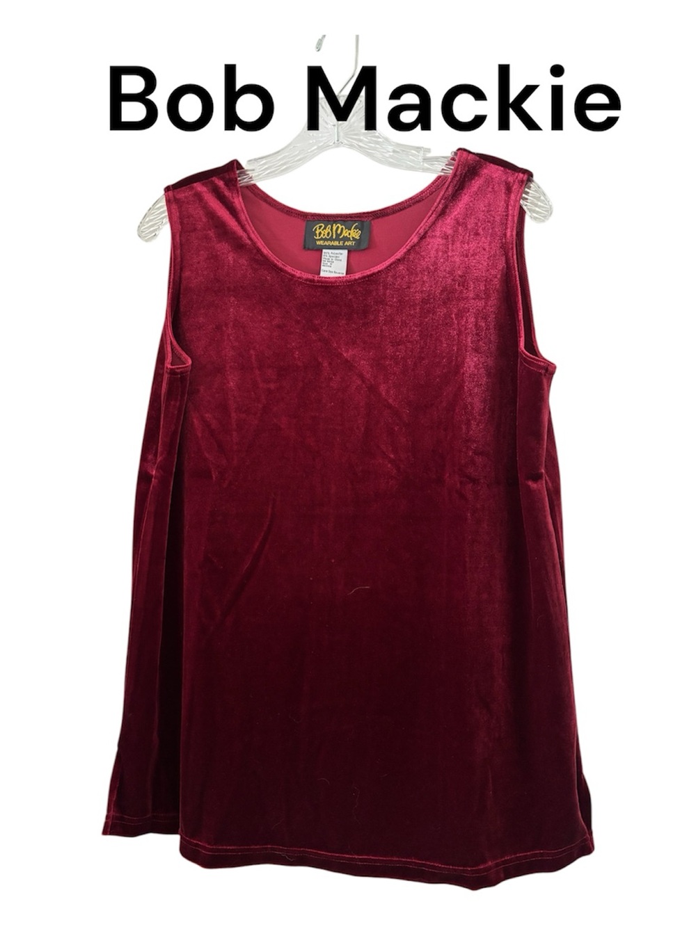 Bob Mackie Velvet Sleeveless Tunic - Wine Red M NWT